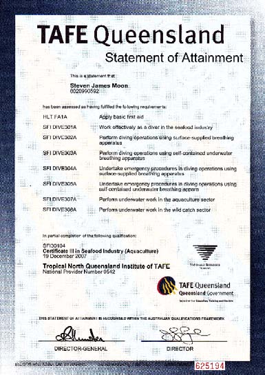 TAFE Queensland statement of attainment