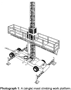 Photo 1: A (single) mast climbing work platform.