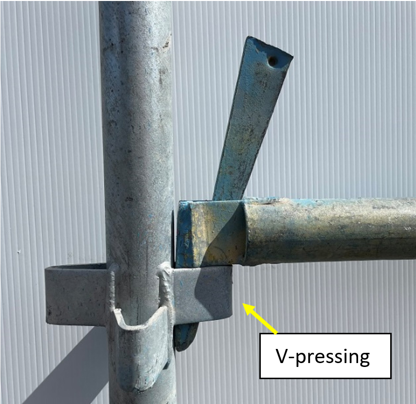 Figure 2 – Wedge lock ledger installed on v-pressing with wedge disengaged