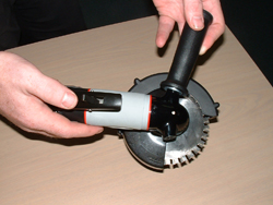 Multi-cutter fitted to a 100mm angle grinder