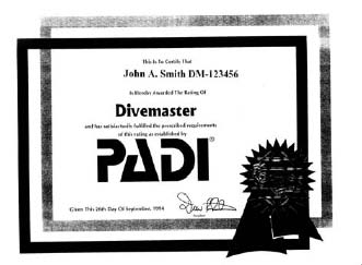 Divemaster certificate