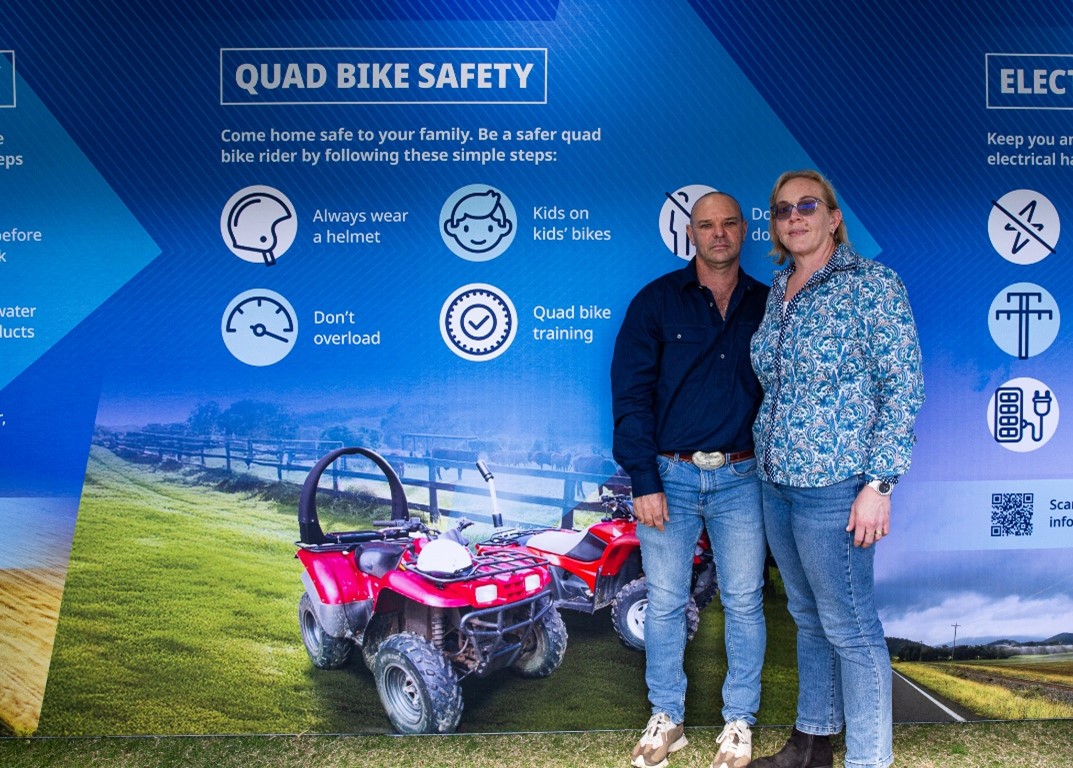 Mario and Jodie Cocco at Beef Week 2025, talking about the importance of Quad Bike Safety