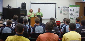Julie and Don Sager speaking at TAFE during Safe Work Month 2015 