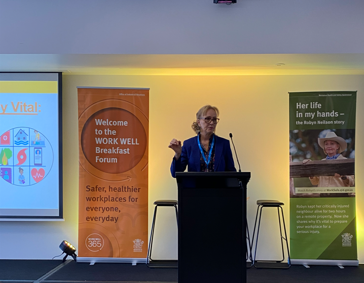 Robyn Neilson presenting at the Work Well Breakfast Forum in Toowoomba
