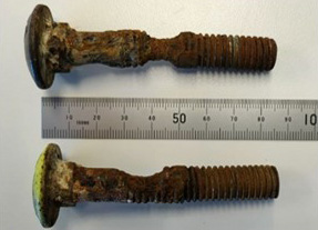 Severe corrosion and failures on bolts removed at major inspection